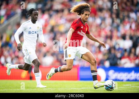 Oslo, Norway. 12th July, 2023. Hannibal Mejbri (46) of Manchester United seen during a pre-season friendly between Manchester United and Leeds United at Ullevaal Stadion in Oslo. (Photo Credit: Gonzales Photo/Alamy Live News Stock Photo