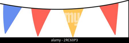 Holiday bunting garland. Line anniversary party flag. Celebration party hand drawn elements.Flat vector isolated illustration Stock Vector