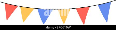 Holiday bunting garland. Line anniversary party flag. Celebration party hand drawn elements.Flat vector isolated illustration Stock Vector