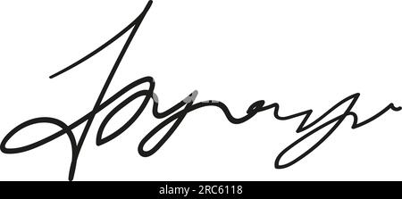Fake autograph samples. Hand-drawn signatures, examples of documents, certificates and contracts with inked and handwritten lettering. Stock Vector