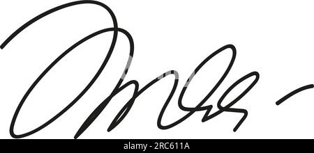 Fake autograph samples. Hand-drawn signatures, examples of documents, certificates and contracts with inked and handwritten lettering. Stock Vector