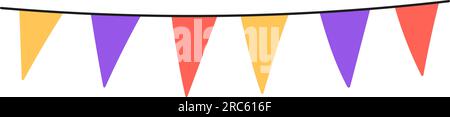 Holiday bunting garland. Line anniversary party flag. Celebration party hand drawn elements.Flat vector isolated illustration Stock Vector