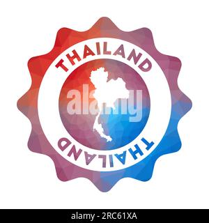 Thailand low poly logo. Colorful gradient travel logo of the country in geometric style. Multicolored polygonal Thailand rounded sign with map for you Stock Vector