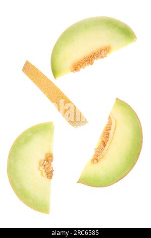 Pieces of sweet melon on white background Stock Photo