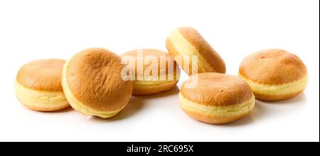 freshly baked jelly donuts isolated on white background Stock Photo