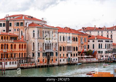 Venice, Italy - April 2, 2022: Typical Venetial palatial architecture in Venice, Italy. Stock Photo