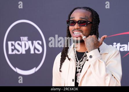 Quavo arrives at the ESPY awards on Wednesday, July 12, 2023, at the Dolby Theatre in Los Angeles. (AP Photo/Chris Pizzello)