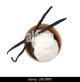 Ice cream balls in paper cup isolated on white background Stock Photo -  Alamy