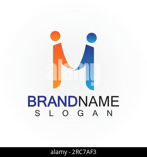 M Letter people concept Logo Template Vector Illustration Stock Vector