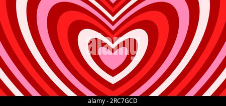 Pink aesthetic hearts background. Heart shaped concentric stripes
