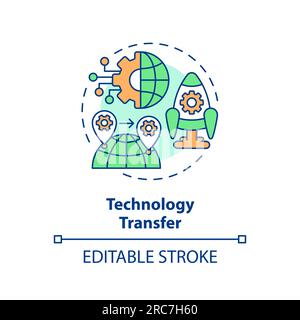 Customizable technology transfer icon FDI concept Stock Vector