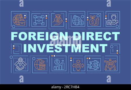 Foreign direct investment text with thin line icons concept Stock Vector