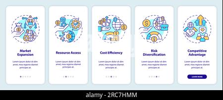 2D foreign direct investment concept with thin line icons Stock Vector