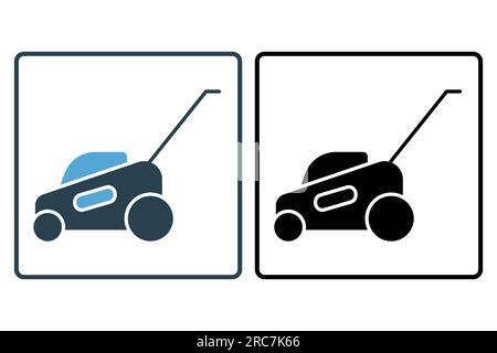 Lawn mower icon. icon related to cleaning, household appliances. Solid icon style design. Simple vector design editable Stock Vector