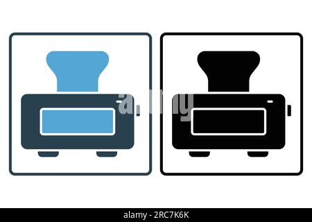 Toaster icon. icon related to kitchen, household appliances. Solid icon style design. Simple vector design editable Stock Vector