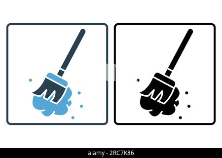 Broom cleaning icon. icon related to cleaner, household appliances. Solid icon style design. Simple vector design editable Stock Vector