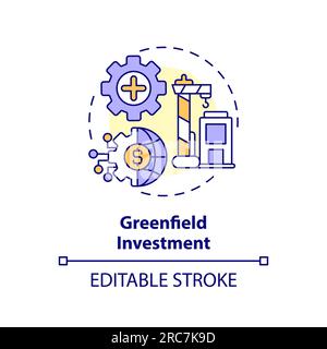 Customizable greenfield investment icon FDI concept Stock Vector