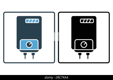 Water heater icon. icon related to electronic, household appliances. Solid icon style design. Simple vector design editable Stock Vector