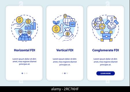Foreign direct investment concept with linear icons Stock Vector