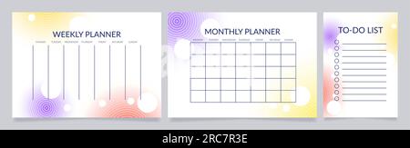 Life planner worksheet design template set Stock Vector