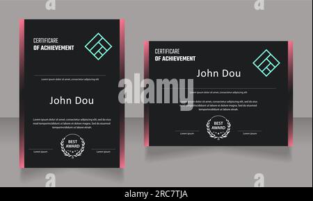 Achievements certificate design template set Stock Vector