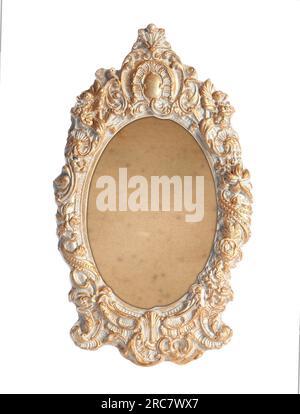 Beautiful empty vintage frame isolated on white Stock Photo