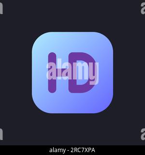HD format flat gradient fill ui icon for dark theme Stock Vector