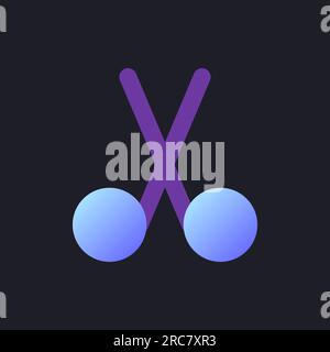 Cut flat gradient fill ui icon for dark theme Stock Vector