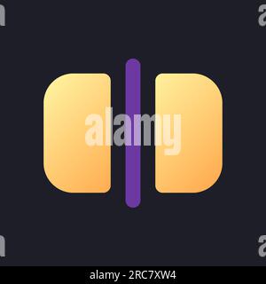 Split flat gradient fill ui icon for dark theme Stock Vector