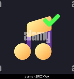 Confirmed music flat gradient fill ui icon for dark theme Stock Vector