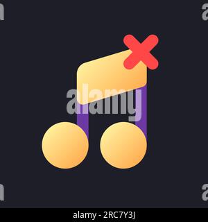 Remove audio track flat gradient fill ui icon for dark theme Stock Vector