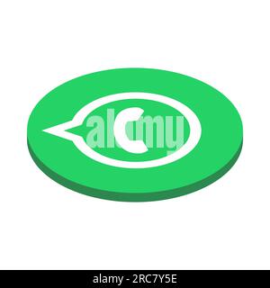 WattsApp instant messaging app icon. 3D isometric circle vector illustration. Stock Vector