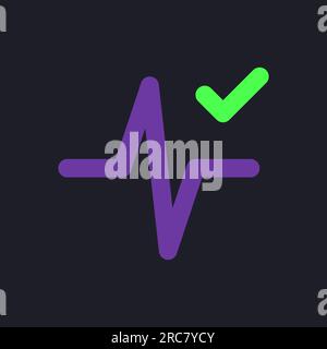 Heartbeat animation effect applying flat gradient fill ui icon for dark theme Stock Vector
