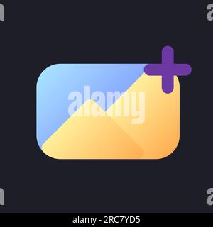 Add image flat gradient fill ui icon for dark theme Stock Vector