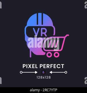Virtual reality purple solid gradient desktop icon on black Stock Vector