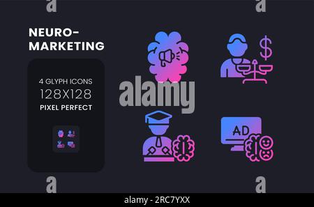 Neuromarketing purple solid gradient desktop icons Stock Vector
