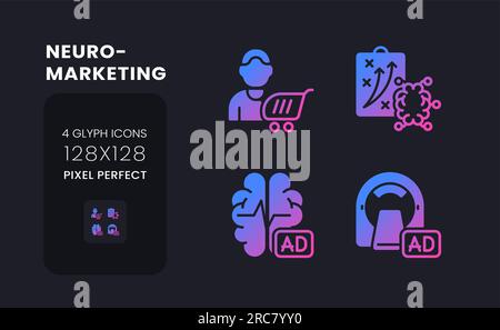Neuro marketing purple solid gradient desktop icons Stock Vector
