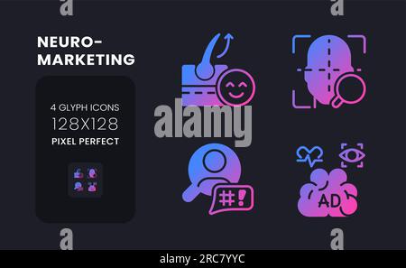 Neuromarketing purple solid gradient desktop icons Stock Vector