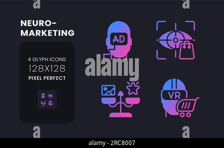 Neuromarketing purple solid gradient desktop icons Stock Vector