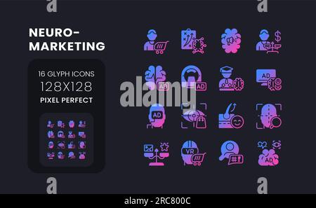 Neuromarketing purple solid gradient desktop icons Stock Vector