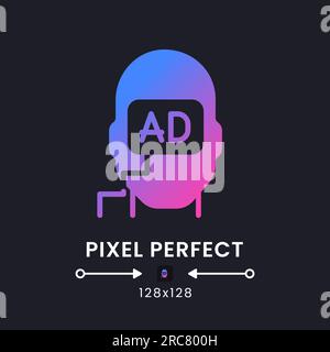Subliminal advertising purple solid gradient desktop icon on black Stock Vector