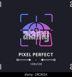 Eye tracking purple solid gradient desktop icon on black Stock Vector