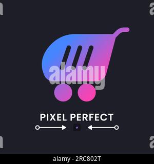 Shopping cart purple solid gradient desktop icon on black Stock Vector