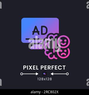 Neural engagement purple solid gradient desktop icon on black Stock Vector