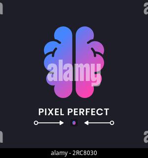 Human brain purple solid gradient desktop icon on black Stock Vector