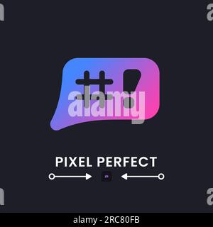 Speech bubble with symbols purple solid gradient desktop icon on black Stock Vector