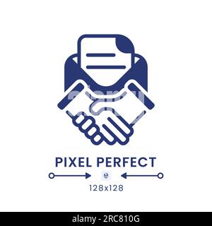 Contract management black solid desktop icon Stock Vector