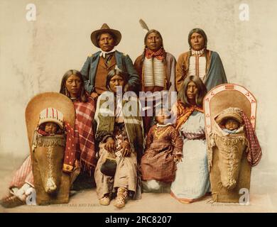 Utah/Colorado Plateau: 1899 A photochrome of the Ute Chief Sevara and his family. Stock Photo