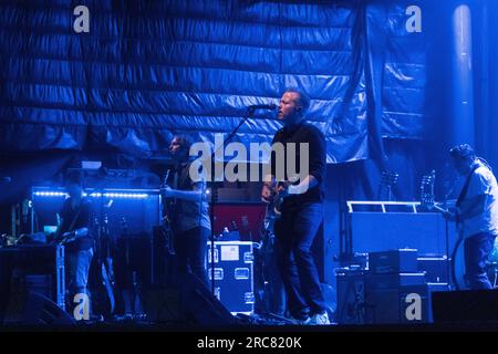 July 12, 2023, San Diego: Jason Isbell performs a concert at Humphrey's By The Bay in San Diego, California on Wednesday, July 12, 2023. In addition to being a musician, Mr. Isbell is an actor who will co-star in the October 2023 movie Killers Of The Flower Moon which is directed by Martin Scorsese and stars Leonardo DiCaprio and Robert De Niro (Credit Image: © Rishi Deka/ZUMA Press Wire) EDITORIAL USAGE ONLY! Not for Commercial USAGE! Stock Photo