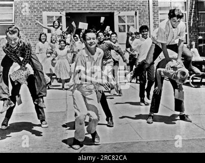 Phoenix, Arizona:  1962. Seventh graders rejoice at the end of the school year. Stock Photo